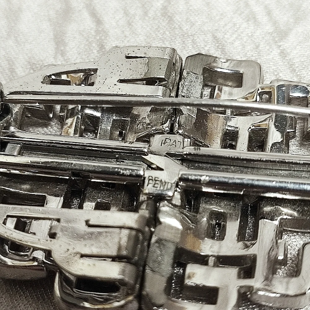 Duette Large Silver Tone Vintage Brooch Paste Stones Rhinestones 1940's *FLAWED*